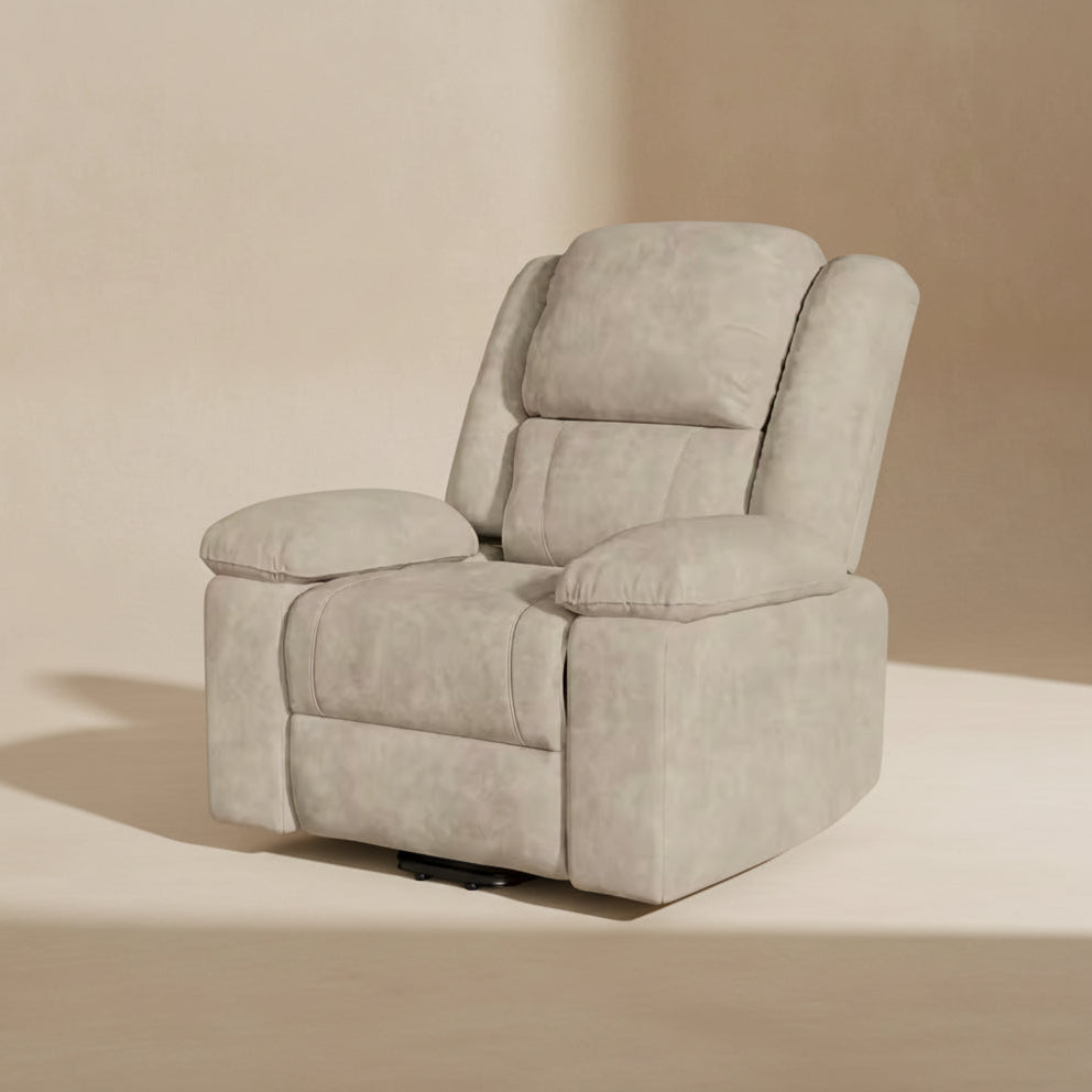 Fauteuil massant électrique chauffant – Repose-pieds inclinable – Tissu beige