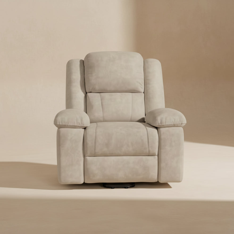 Fauteuil massant électrique chauffant – Repose-pieds inclinable – Tissu beige