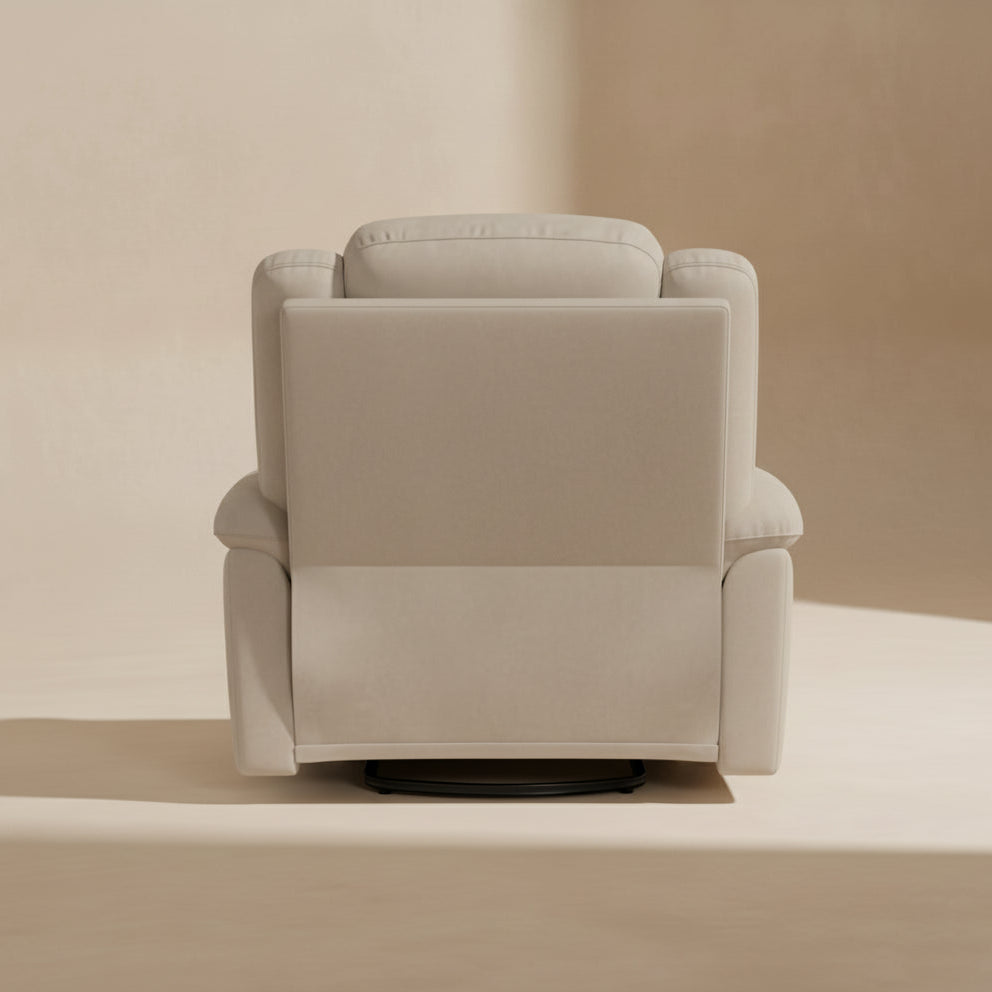 Fauteuil massant électrique chauffant – Repose-pieds inclinable – Tissu beige