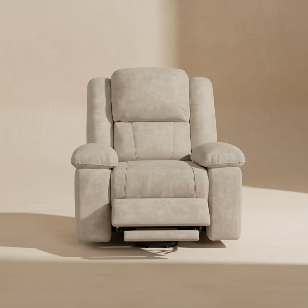 Fauteuil massant électrique chauffant – Repose-pieds inclinable – Tissu beige