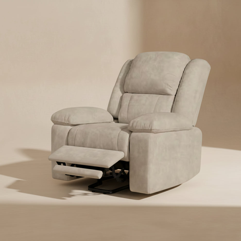 Fauteuil massant électrique chauffant – Repose-pieds inclinable – Tissu beige
