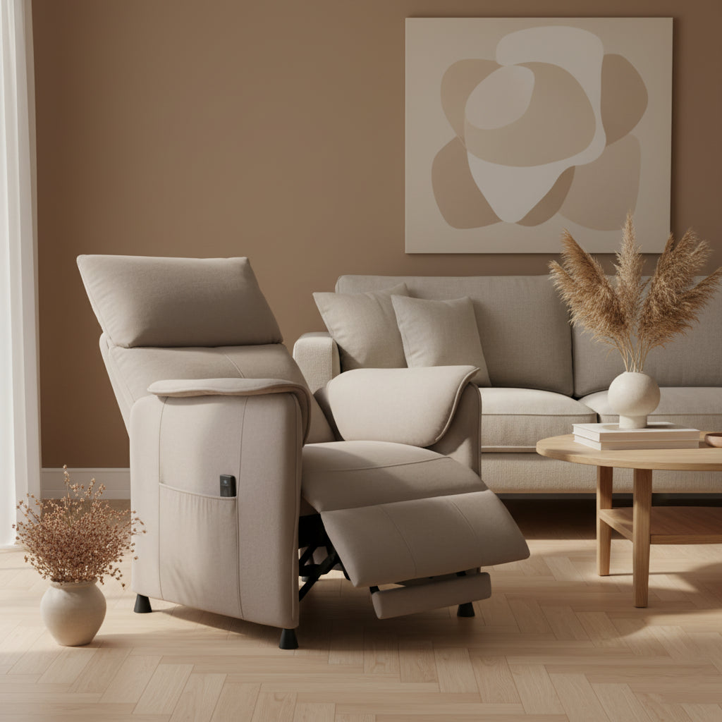 Fauteuil relax électrique HOMCOM – Dossier inclinable 160° – Tissu résistant kaki foncé