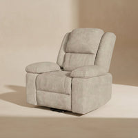 Fauteuil massant électrique chauffant – Repose-pieds inclinable – Tissu beige
