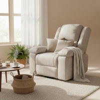 Fauteuil massant électrique chauffant – Repose-pieds inclinable – Tissu beige