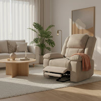 Fauteuil massant électrique chauffant – Repose-pieds inclinable – Tissu beige