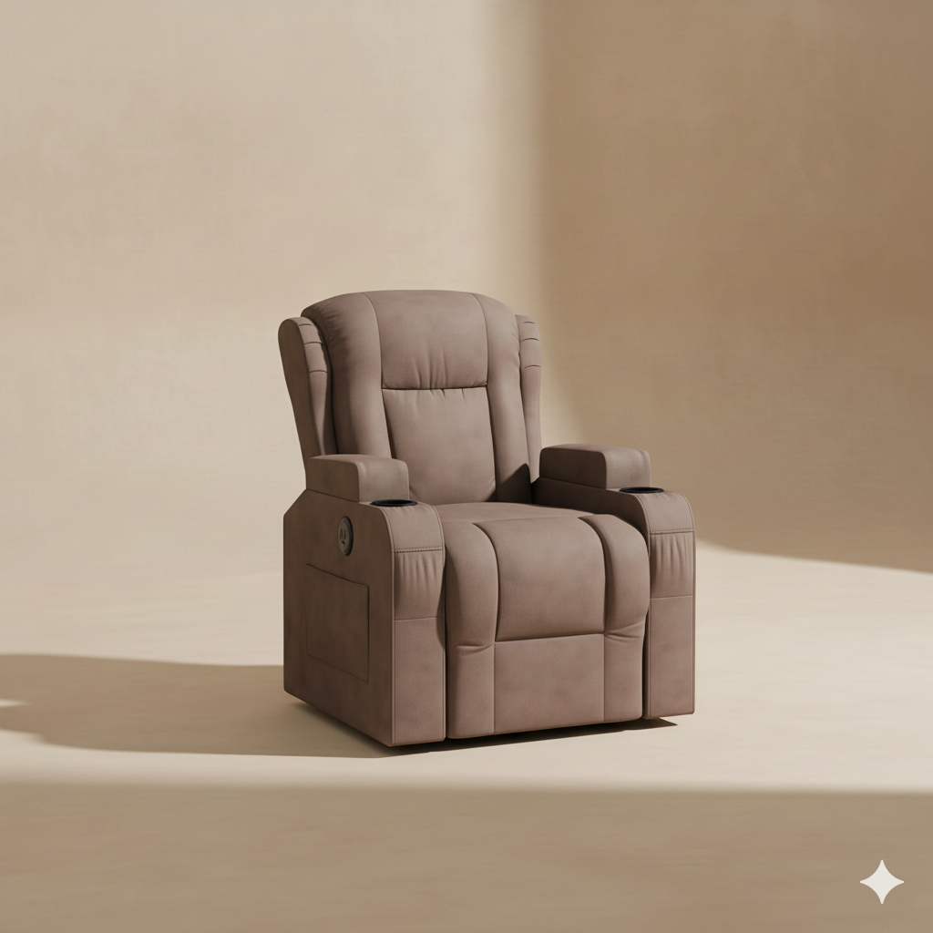 Fauteuil massant électrique chauffant – 8 zones de massage – Simili cuir marron